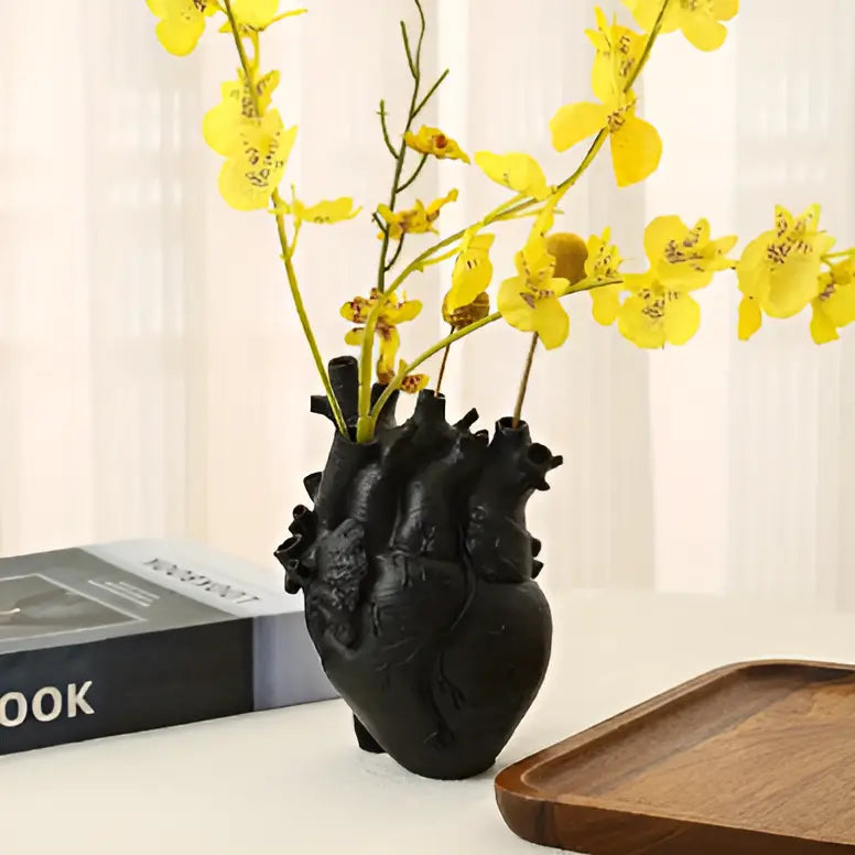 Greek Inspired Heart-Shaped Vase - Elena-Black-Nora Luxe