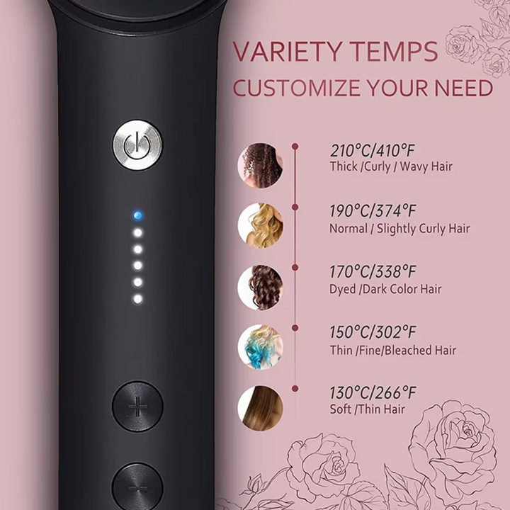 Hair Styler Brush – 5 Heat Settings, Fast Heating-Black-Nora Luxe