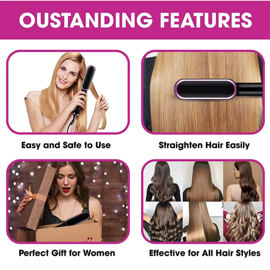 Hair Styler Brush – 5 Heat Settings, Fast Heating-Black-Nora Luxe