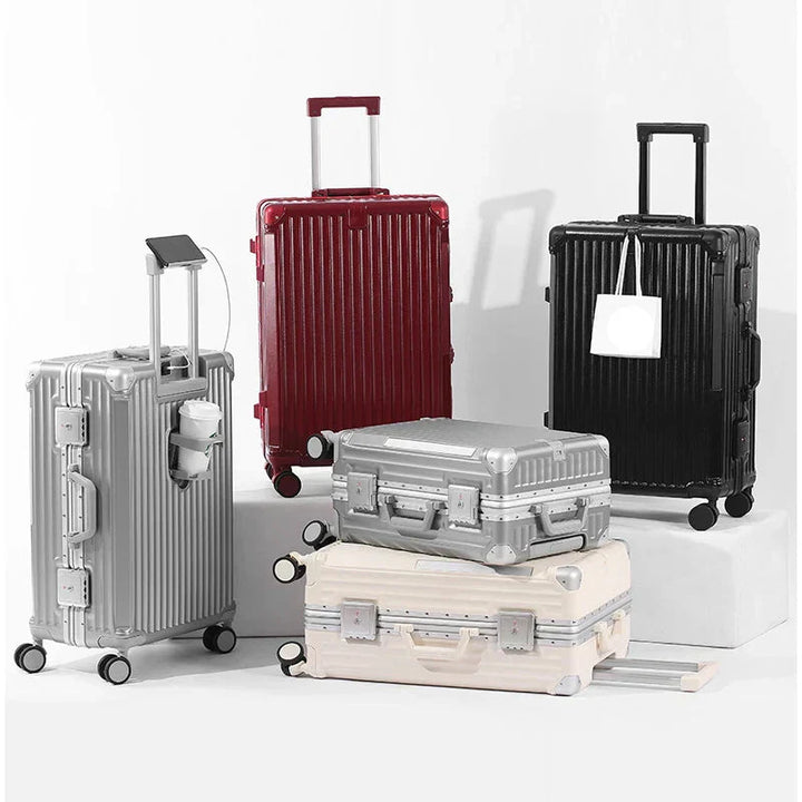 Hard-shell suitcase with aluminum frame – Tallinn-Red-S (48 L)-Nora Luxe