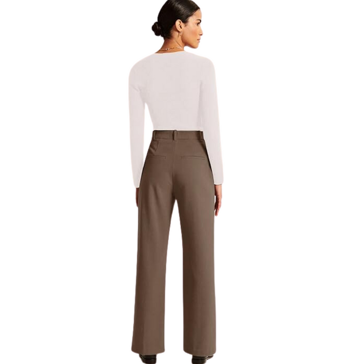 High Waisted Business Casual Work Trousers with Pockets - Katja-Black-S Short-Nora Luxe