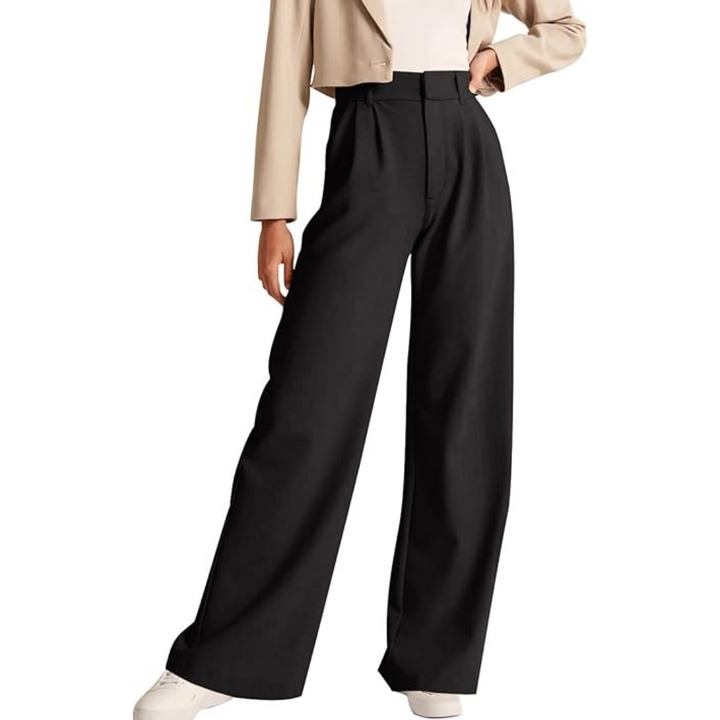 High Waisted Business Casual Work Trousers with Pockets - Katja-Black-S Short-Nora Luxe