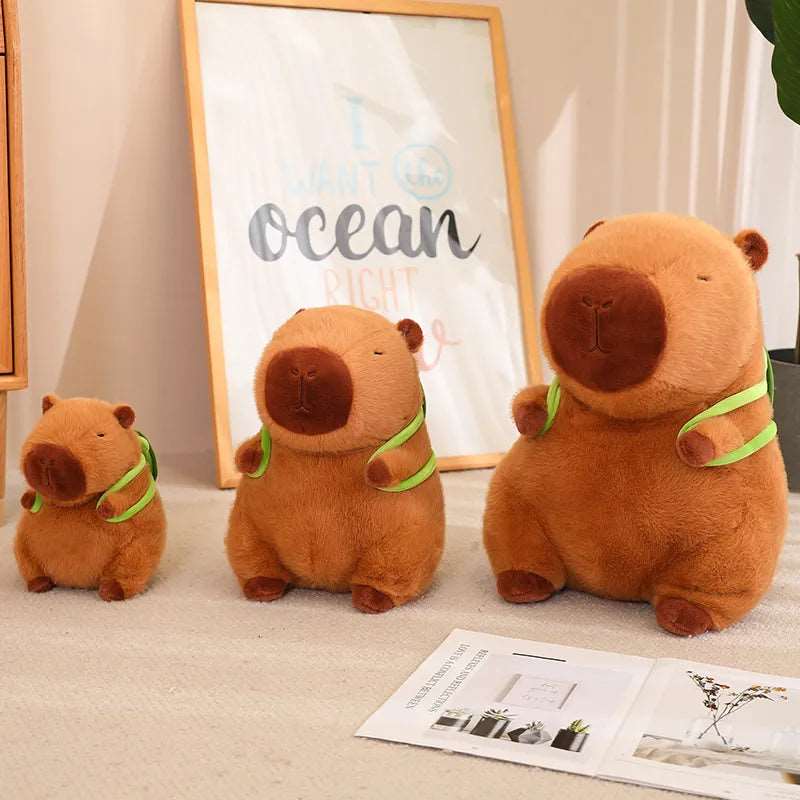 Huggable Capybara with Turtle Backpack - TurtleBuddy-Brown-9.1 in (0.44 lbs)-Nora Luxe