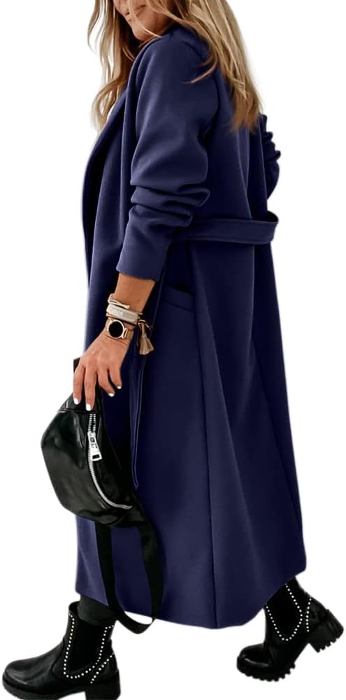 Ladies Classic Coat with Notched Collar and Open Front – Paulina-Olive Green-S-Nora Luxe
