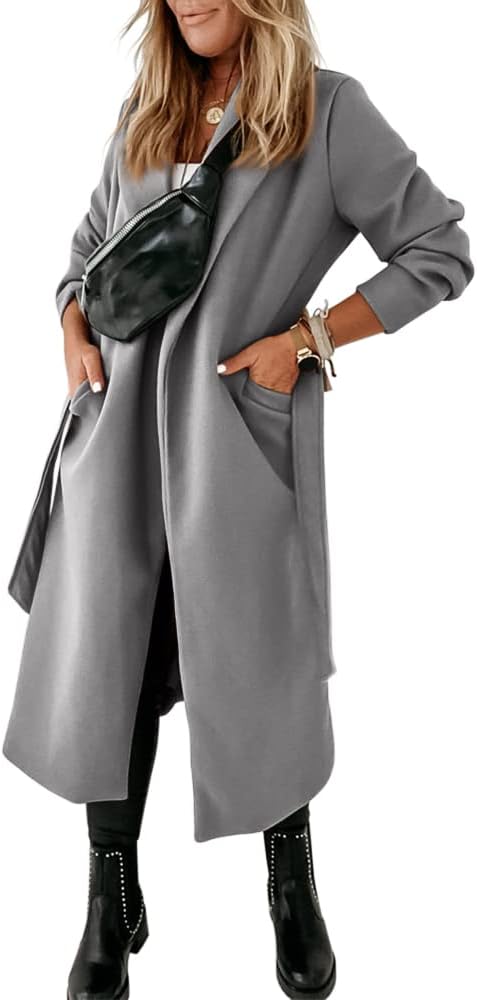 Ladies Classic Coat with Notched Collar and Open Front – Paulina-Olive Green-S-Nora Luxe