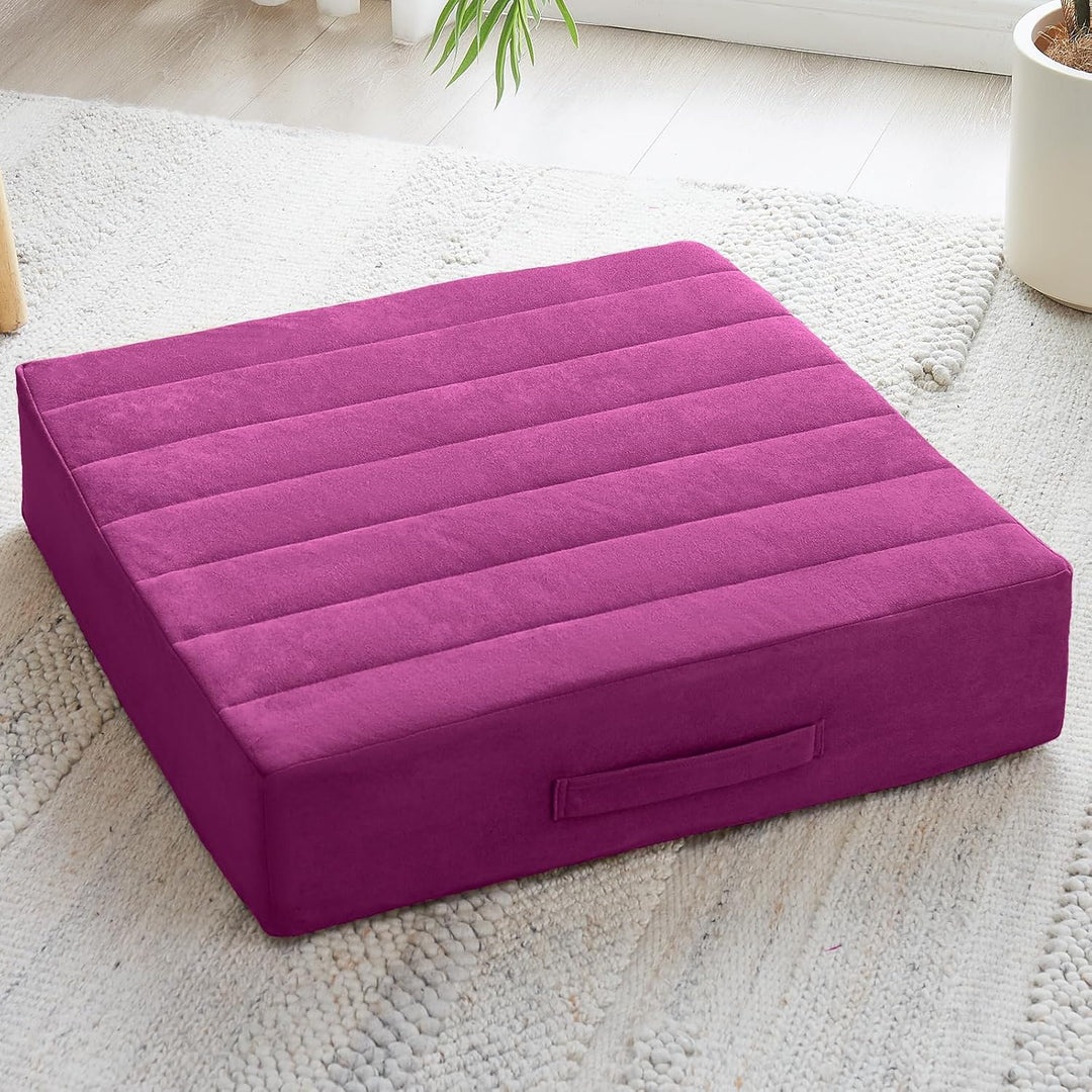 Large Meditation Cushion with Thick Foam & Soft Cover-Purple-Nora Luxe