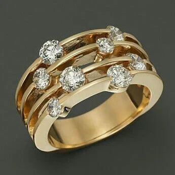 Layered Gold Ring with Zirconia - Aurélie-6-Nora Luxe