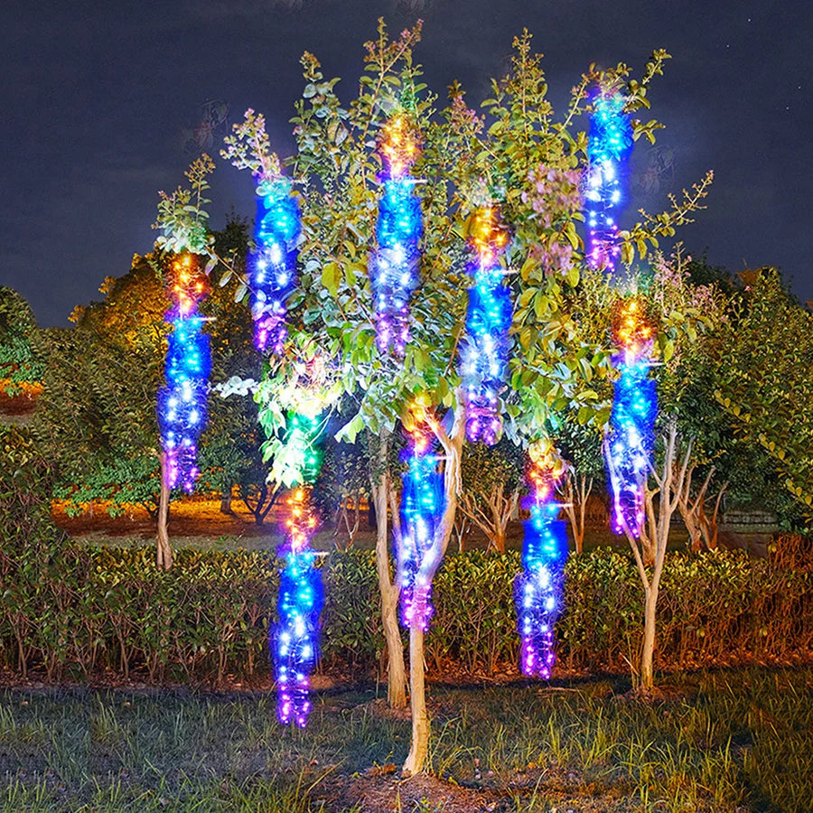 LED Meteor Shower Outdoor Lighting – Lumi-Multicoloured-1 Chain 1 Adapter-The Livary