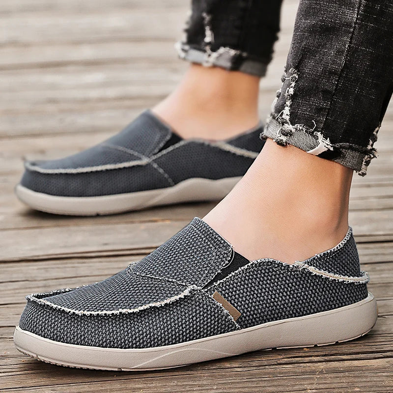 Light canvas slip-ons for men | Breathable summer espadrilles - Niko-Dark gray-6.5-Nora Luxe
