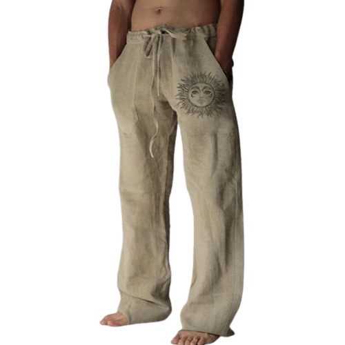 Light & comfortable men's summer trousers made of linen – Nilo-Khaki-S-Nora Luxe