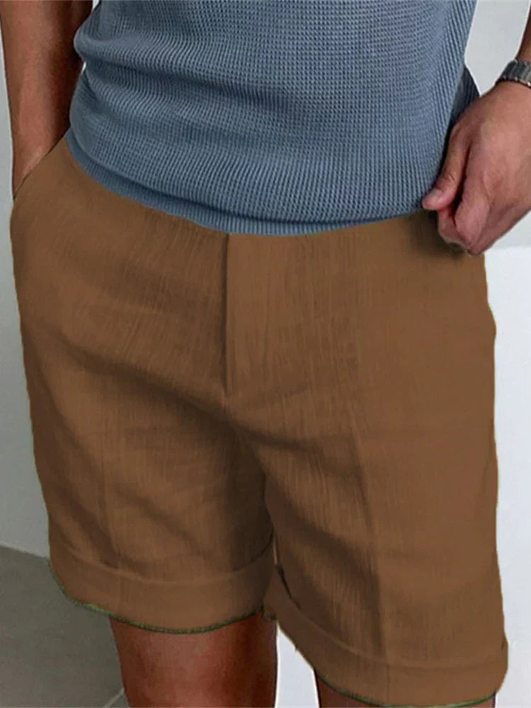 Light men's summer shorts made of linen with a relaxed fit - Jorin-Coffee-S-Nora Luxe