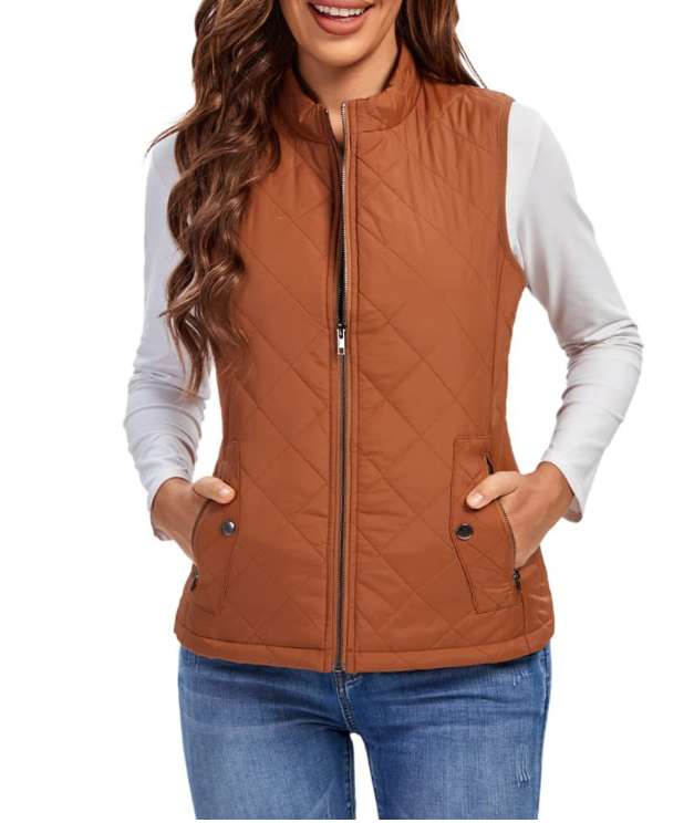 Lightly Padded Stylish Women's Bodywarmer - Lara-Khaki-S-Nora Luxe