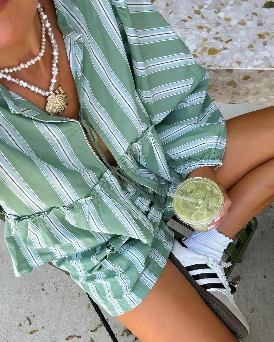 Lightweight leisure outfit for women – Solenne-Green-S-Nora Luxe