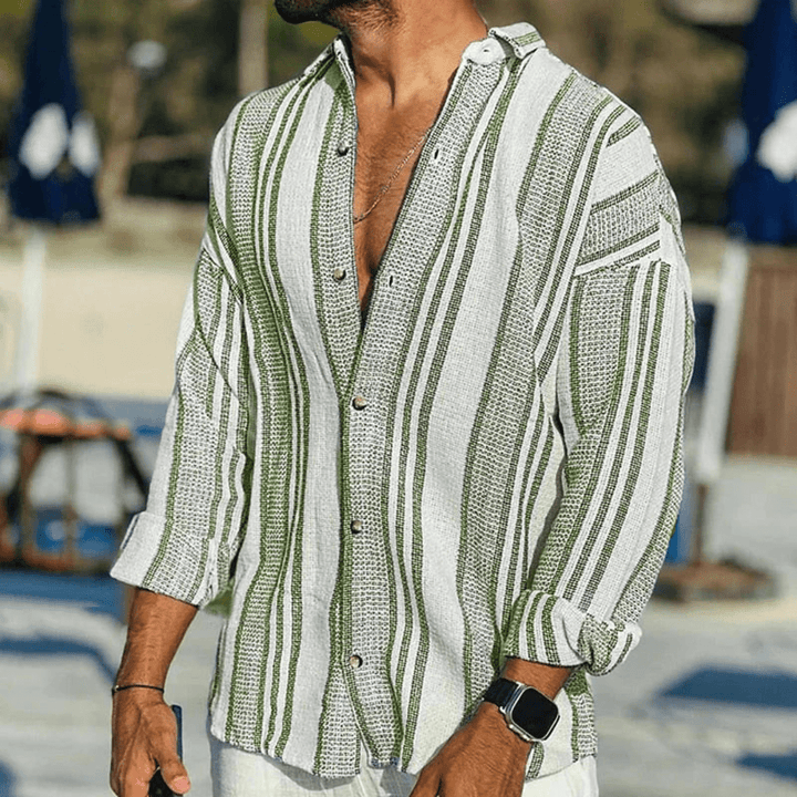 Lightweight men's summer shirt with button placket – Elias-Green-S-The Livary