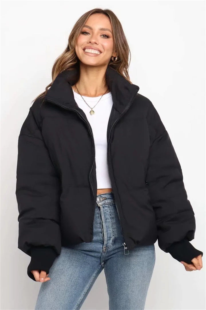 Lightweight Women's Puffer Jacket - Sofia-Black-S-Nora Luxe
