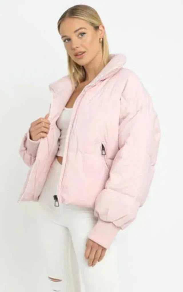Lightweight Women's Puffer Jacket - Sofia-Pink-S-Nora Luxe