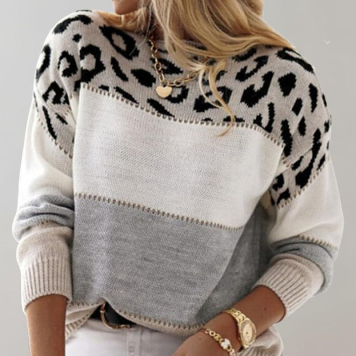 Lilly - Warm Leopard Print Sweater for Women-Beige-S-Nora Luxe