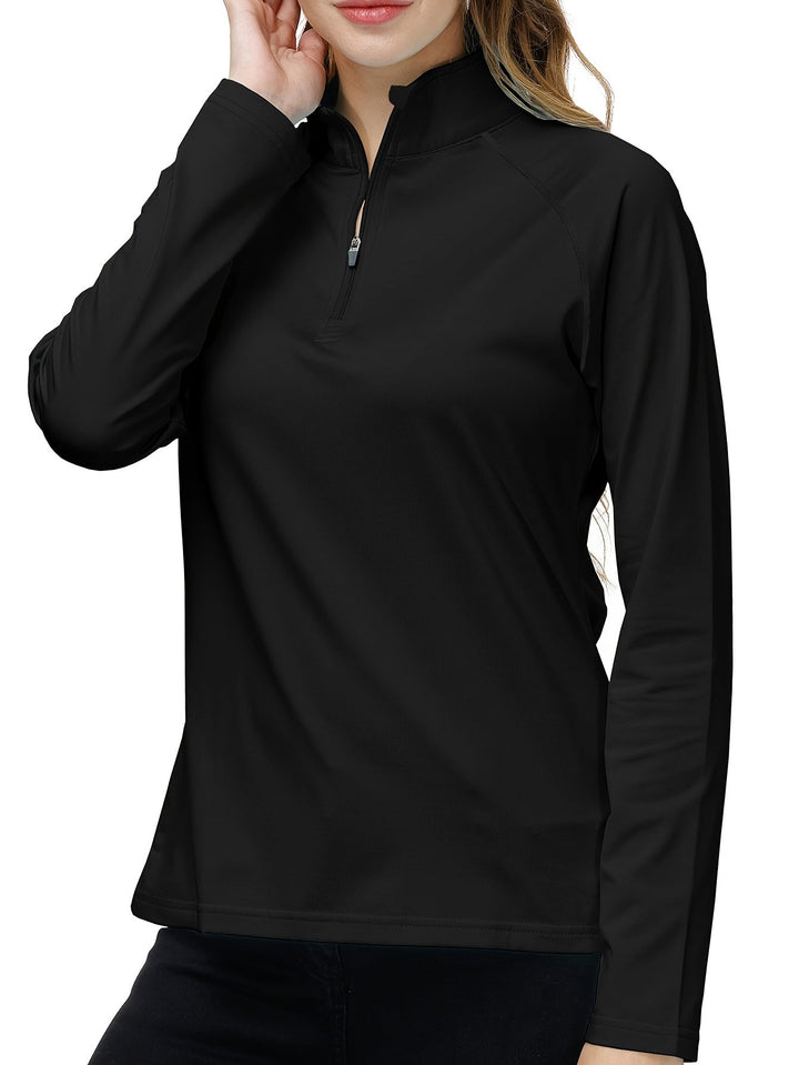 Long Sleeve Sports Shirt for Women - Nadira-Black-S-Nora Luxe