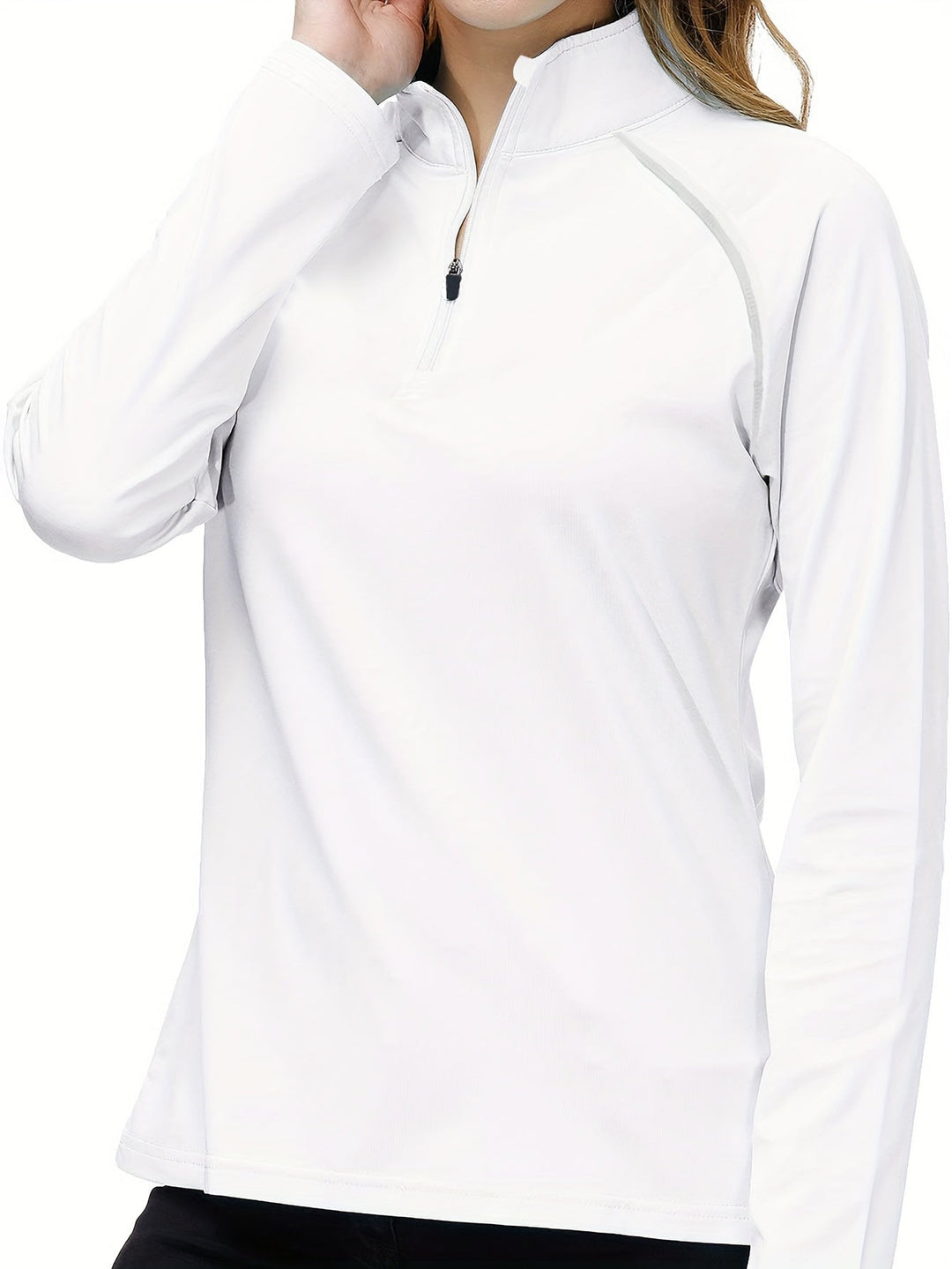 Long Sleeve Sports Shirt for Women - Nadira-White-S-Nora Luxe
