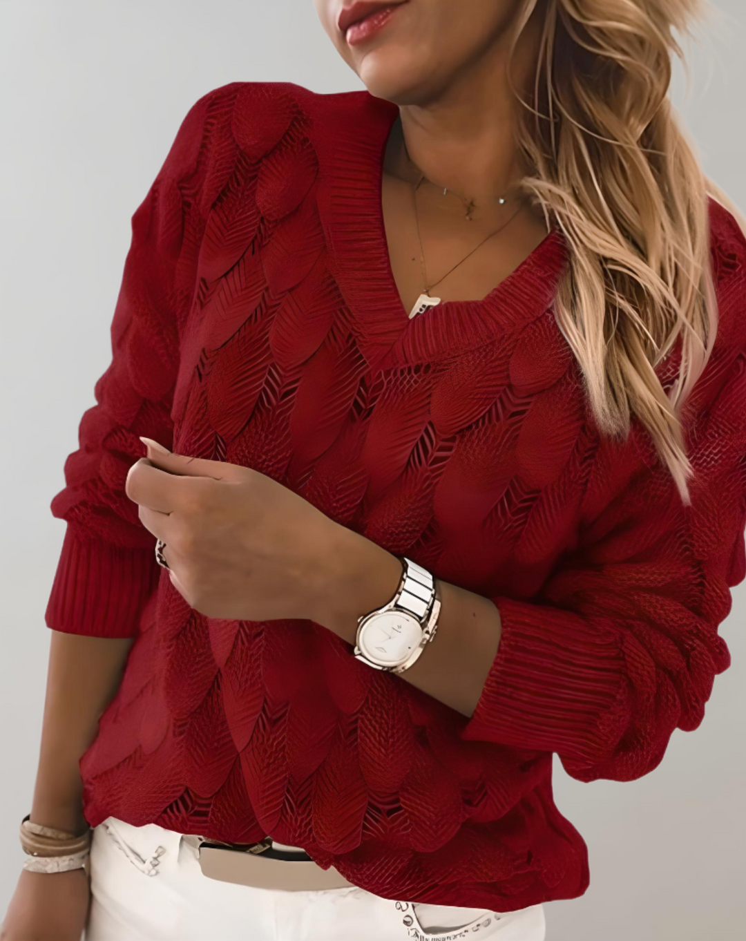 Luxurious Ladies Sweater - Mila-Red-XS-Nora Luxe