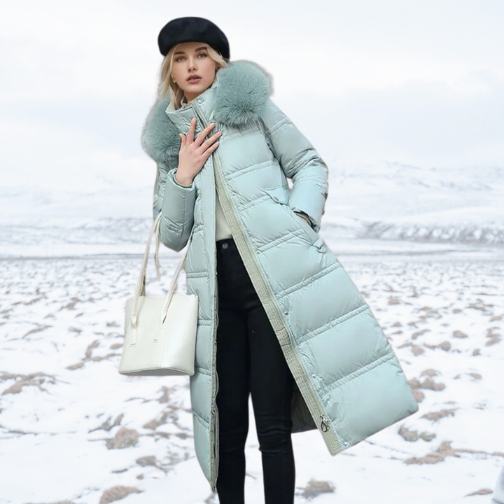Luxury Faux Fur Winter Coat for Women - Amara-Light blue-S-Nora Luxe