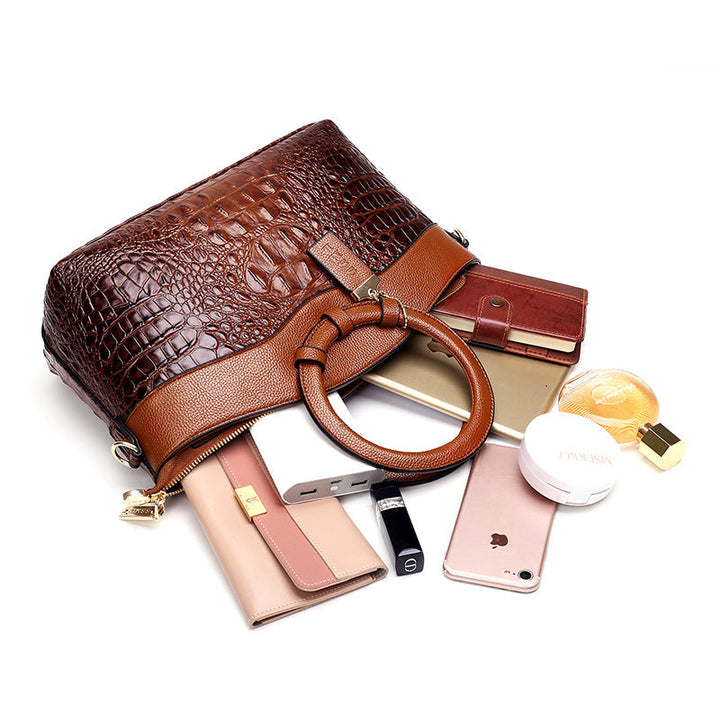 Luxury Leather Shoulder Bag - Liva-Gray-Nora Luxe