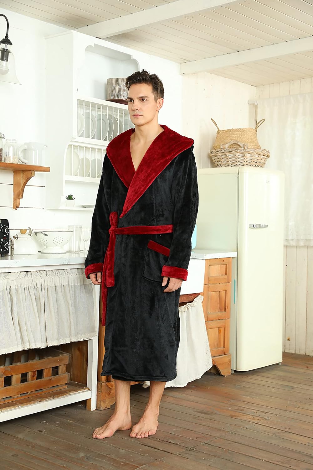 Luxury Men's Bathrobe - Robbie-Dark Gray-S/M-Nora Luxe