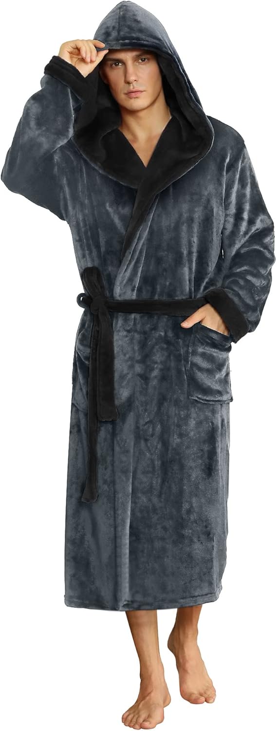 Luxury Men's Bathrobe - Robbie-Dark Gray-S/M-Nora Luxe