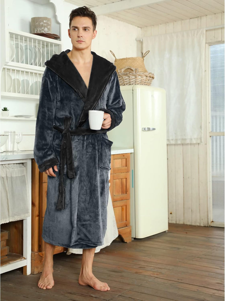 Luxury Men's Bathrobe - Robbie-Dark Gray-S/M-Nora Luxe