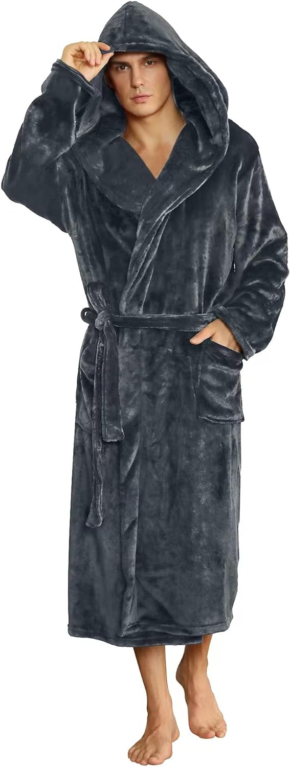 Luxury Men's Bathrobe - Robbie-Dark Gray-S/M-Nora Luxe