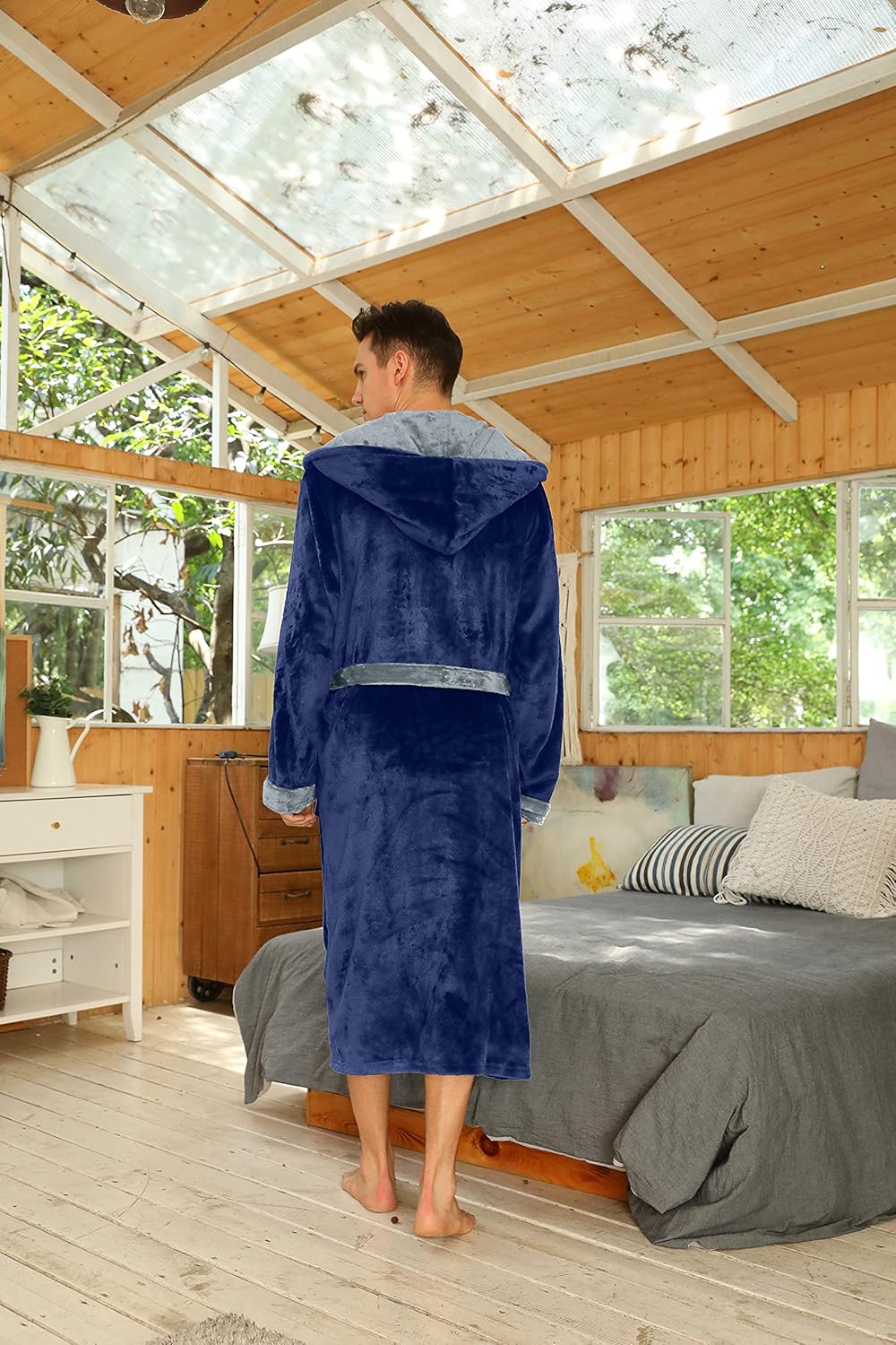 Luxury Men's Bathrobe - Robbie-Dark Gray-S/M-Nora Luxe