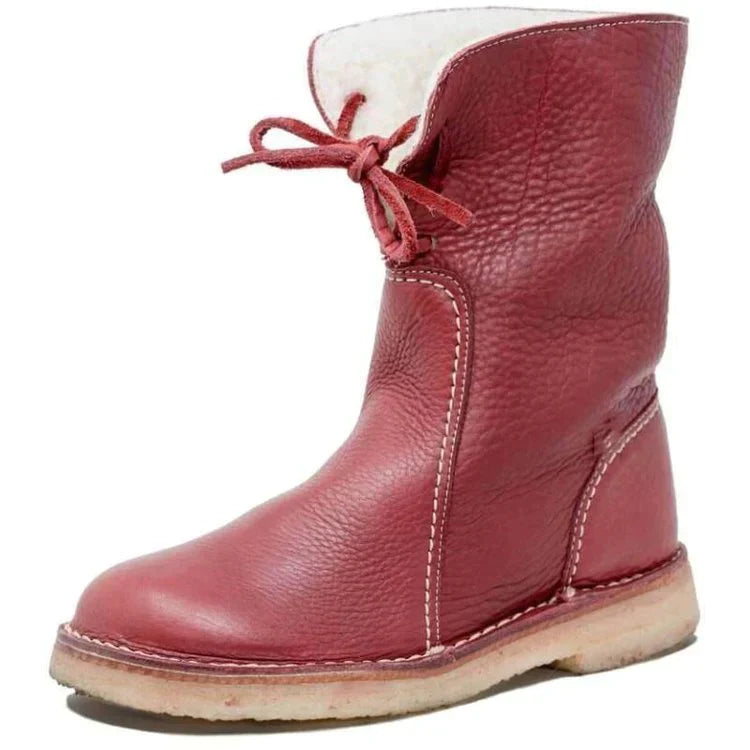 Luxury Mid Calf Padded Ladies' Boots - Sophia Hike Boot-Red-4.0-Nora Luxe