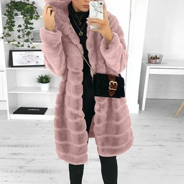 Luxury Quilted Winter Coat with Hood - Elega-Pink-XS-Nora Luxe