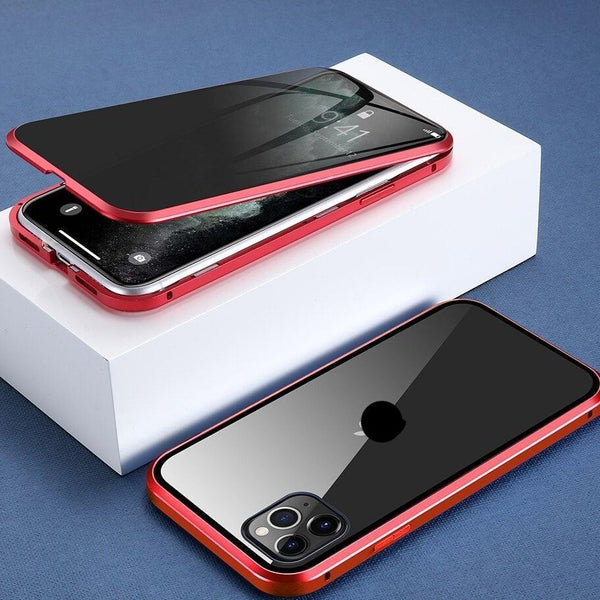 Magnetic iPhone Case with Privacy Protection - PrivaGuard-Red-iPhone XS Max-The Livary