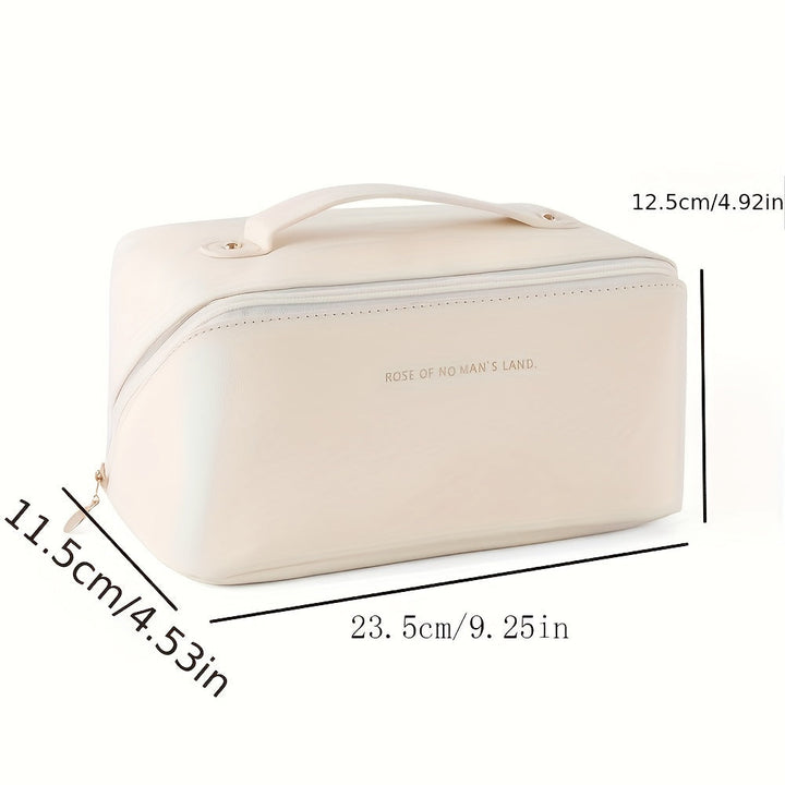 MAKEUP ORGANIZER WITH ZIPPER – LUXURY TOILETRY BAG FOR TRAVEL-Brown-Nora Luxe