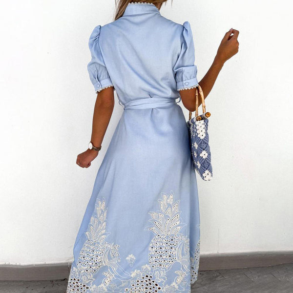 Maxi Dress with Embroidery – Celeste-White-S-The Livary