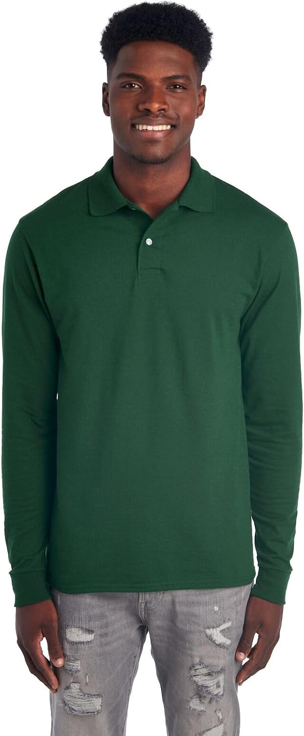 Men's Polo with Long Sleeves - Mark-Dark Green-S-Nora Luxe
