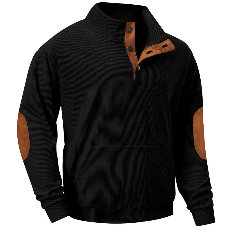 Men's Sweater with Stand-up Collar - Liam-Black-S-Nora Luxe
