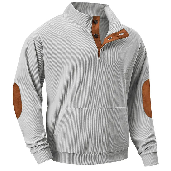 Men's Sweater with Stand-up Collar - Liam-Gray-S-Nora Luxe