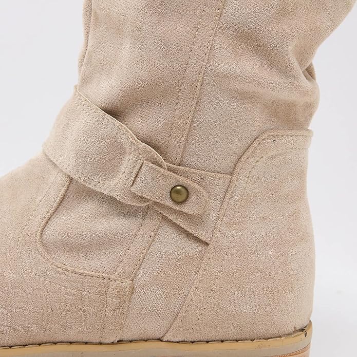Mid-Calf Winter Boots with Heel - Iris-Beige-2.5-Nora Luxe