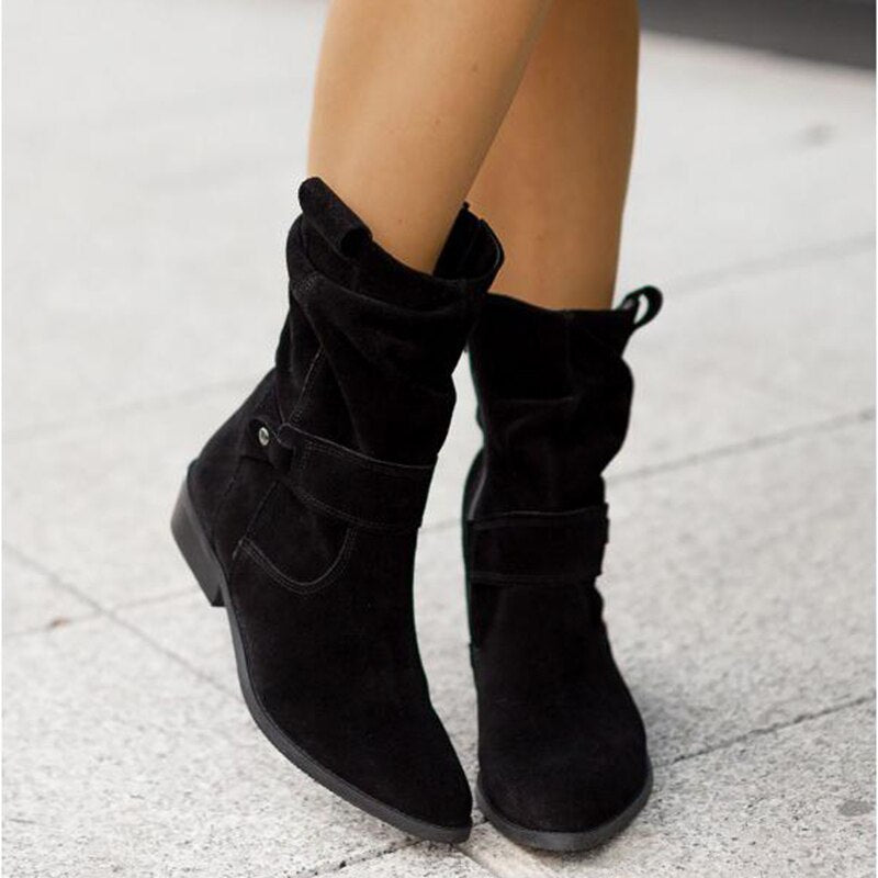 Mid-Calf Winter Boots with Heel - Iris-Black-2.5-Nora Luxe