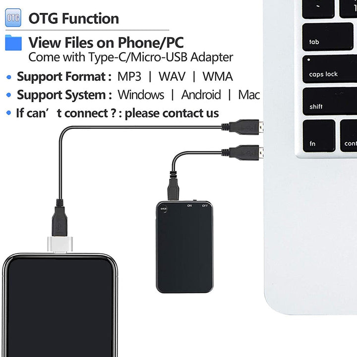 Mini Voice-activated Recorder - EchoNote-8GB-The Livary
