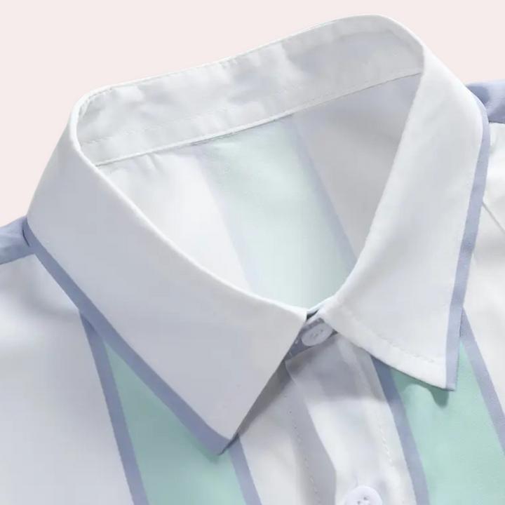 Minimalist Striped Shirt with Button Closure - Felix-S-Nora Luxe
