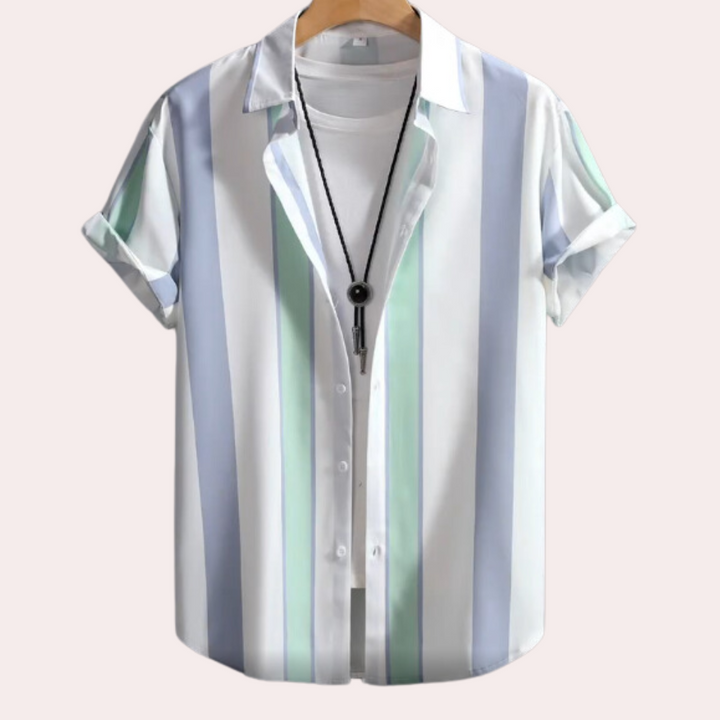 Minimalist Striped Shirt with Button Closure - Felix-S-Nora Luxe