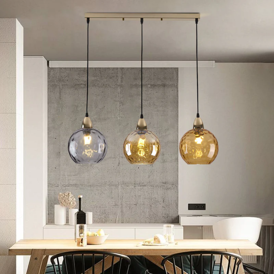 Modern Cluster Pendant Light with 3 Lamps - Cascade-Pink-Round-Nora Luxe