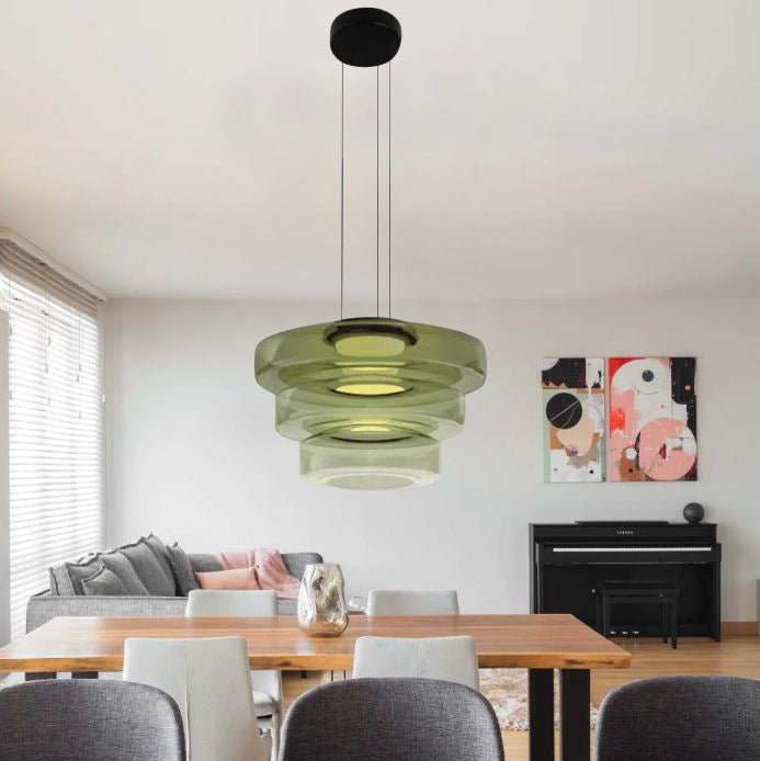 Modern Glass Pendant Light in Bauhaus Style - AuroraSphere-Amber-1 Level-D 9.84 x H 4.33 inches-Nora Luxe