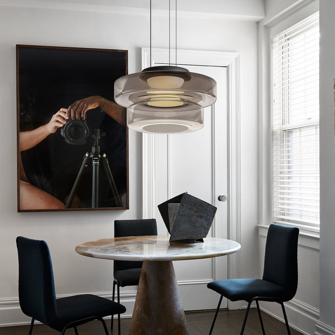 Modern Glass Pendant Light in Bauhaus Style - AuroraSphere-Amber-1 Level-D 9.84 x H 4.33 inches-Nora Luxe