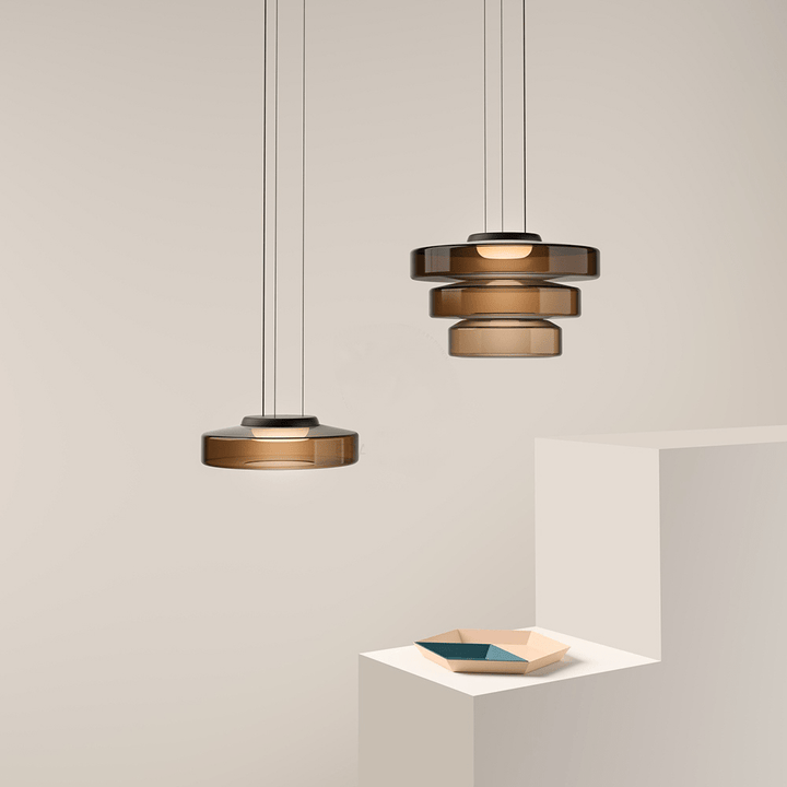 Modern Glass Pendant Light in Bauhaus Style - AuroraSphere-Amber-1 Level-D 9.84 x H 4.33 inches-Nora Luxe