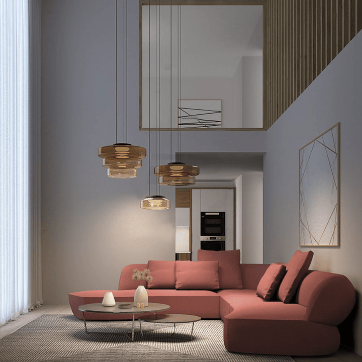 Modern Glass Pendant Light in Bauhaus Style - AuroraSphere-Amber-1 Level-D 9.84 x H 4.33 inches-Nora Luxe