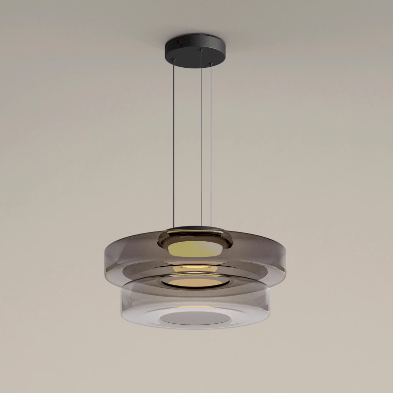 Modern Glass Pendant Light in Bauhaus Style - AuroraSphere-Smoke grey-2 Level-D 13.78 x H 8.66 inches-Nora Luxe